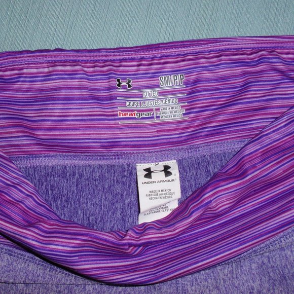Lot of 2 Under Armour Shorts Tight Bike Purple Green S - Picture 6 of 10